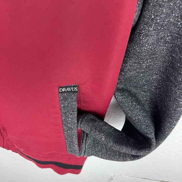 Dravus Mens Red Charcoal Color block Windbreaker Bomber Style Jacket - Picture 4 of 11